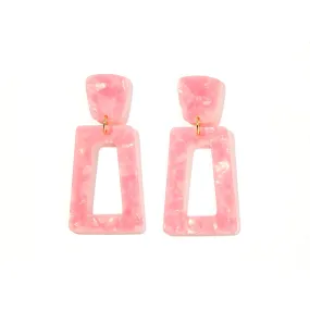 Linny Co | Kennedy Rectangular Drop Earrings in Ballet Slipper Pink